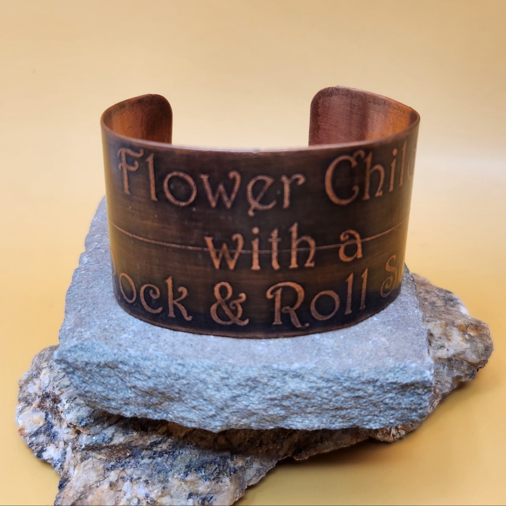 Etched boho copper cuff